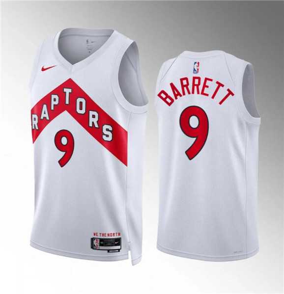 Men's Toronto Raptors #9 RJ Barrett White Association Edition Stitched Basketball Jersey Dzhi